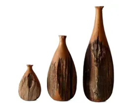 “Nature’s Vessels” – Handcrafted Wooden Bottle Sculpture Set[A59]