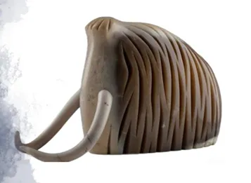 “Echo of the Wild” – Abstract Wooden Mammoth Sculpture[A67]