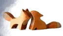 “Whispering Companions” – Playful Wooden Animal Duo[A71]