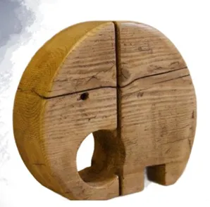 “Gentle Guardian” – Minimal Wooden Elephant Sculpture[A76]