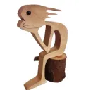 “The Thinker” – Playful Wooden Figurative Sculpture[A78]