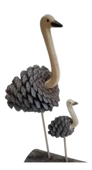 “Gentle Watchers” – Wooden Bird Duo Sculpture[A85]