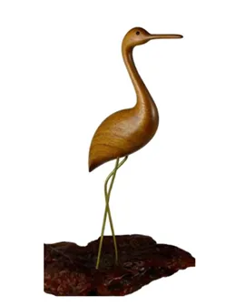 “Quiet Watcher” – Minimal Wooden Crane Sculpture[A93]