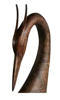 “Silent Sentinel” – Abstract Wooden Crane Head Sculpture[A96]