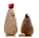 “Morning Companions” – Wooden Hen & Chick Sculpture Set[A99]