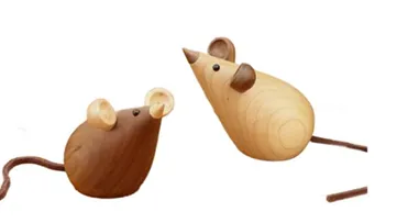 “Playful Companions” – Handcrafted Wooden Mouse Duo[A106]