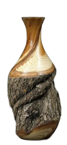Natural Bark Wooden Vase[A10]