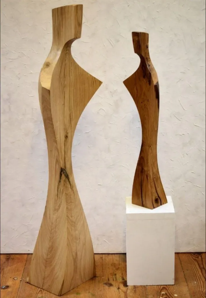 “Dual Flow” – Handcrafted Abstract Wooden Couple Sculpture[A21]