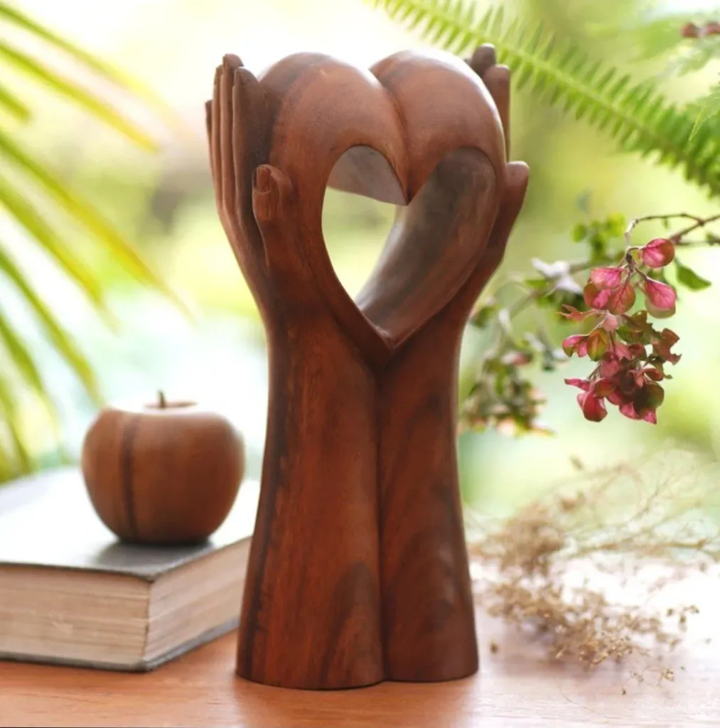 “Heart of Hands” – Symbolic Wooden Sculpture[A35]