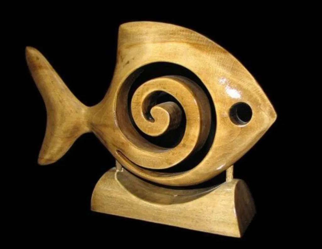 “Spiral of the Sea” – Artistic Wooden Fish Sculpture[A54]