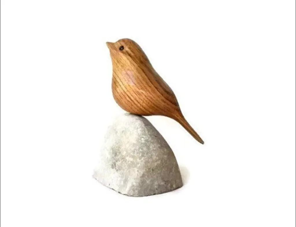 “Whisper of the Woods” – Minimalist Wooden Bird Sculpture[A56]