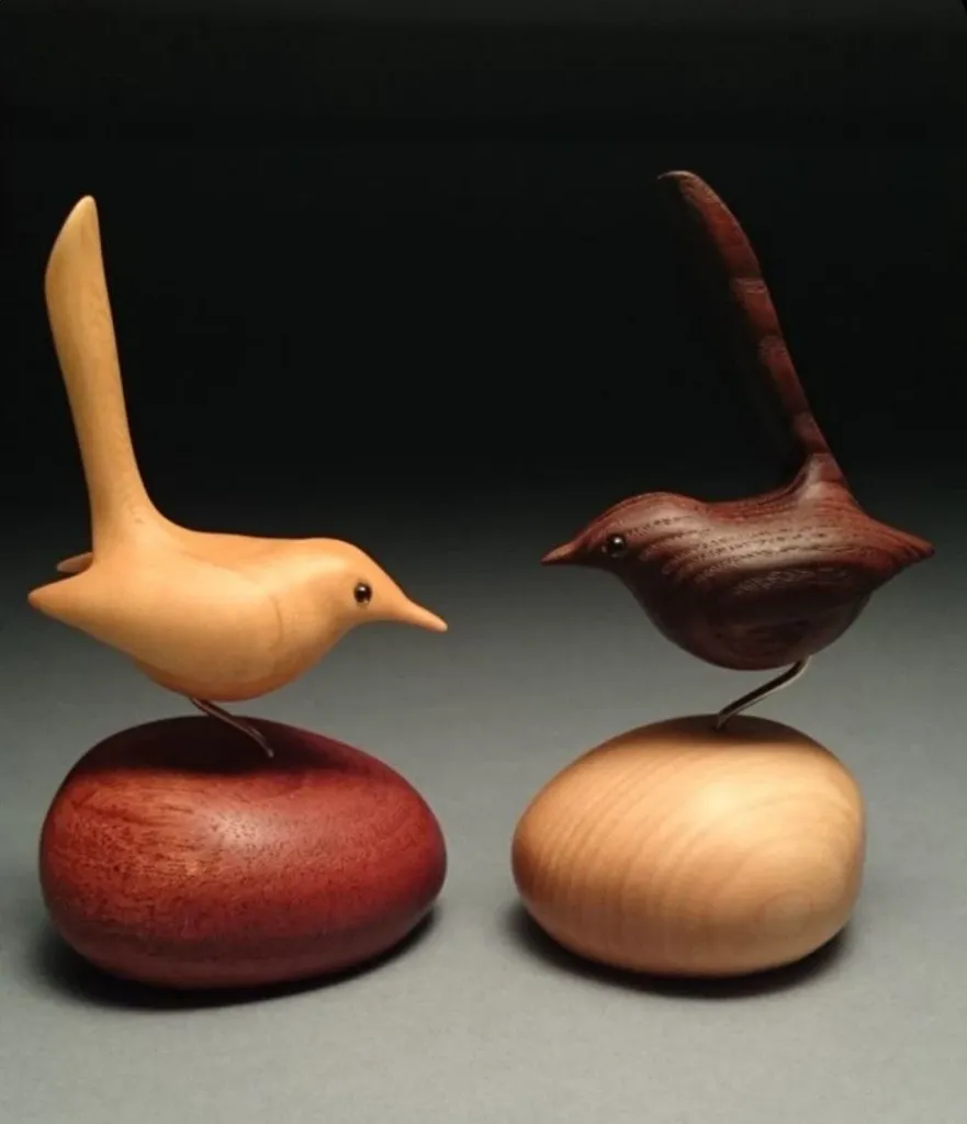 “Harmony Perch” – Minimalist Wooden Bird Figurine Sculpture[A62]
