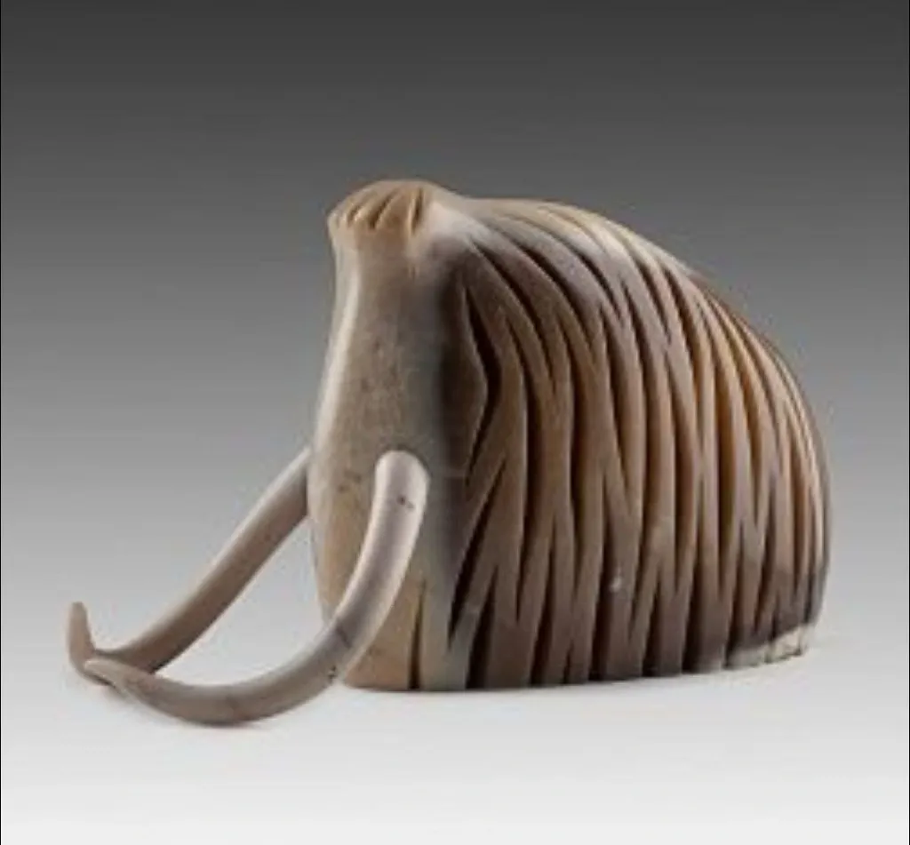 “Echo of the Wild” – Abstract Wooden Mammoth Sculpture[A67]