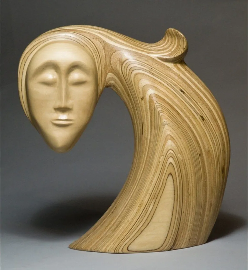 “Flowing Mind” – Abstract Wooden Face Sculpture[A72]