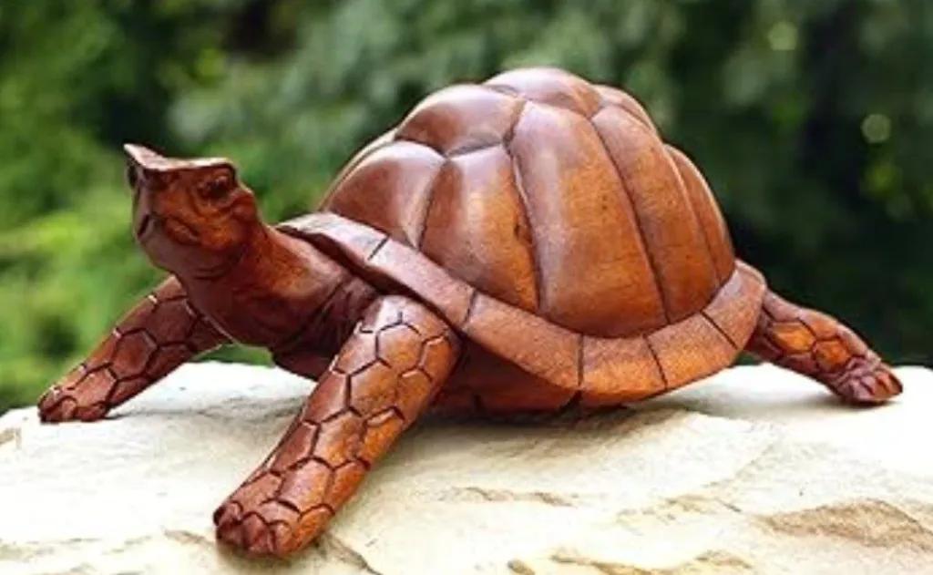 “Timeless Journey” – Handcrafted Wooden Turtle Sculpture[A87]