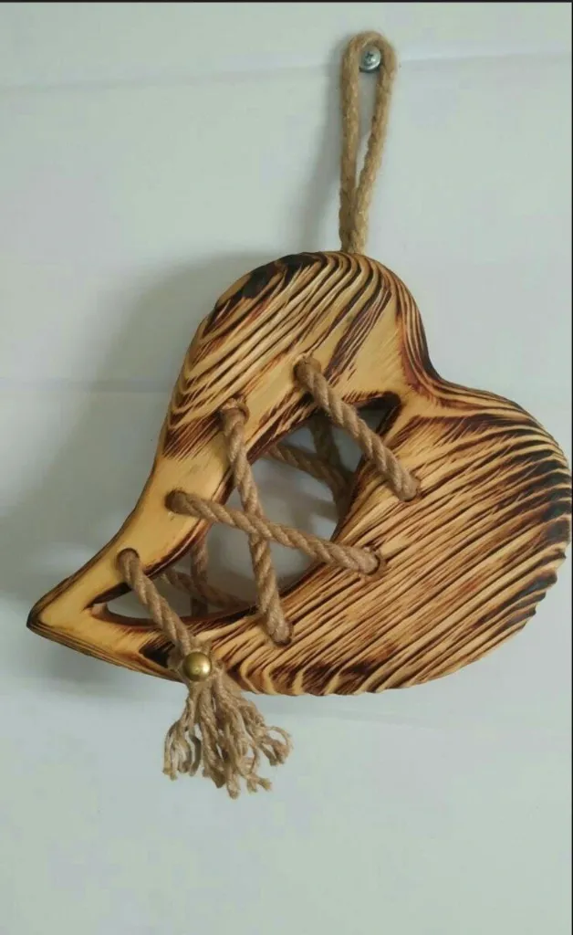 “Bound by Love” – Hanging Wooden Heart Décor[A104]