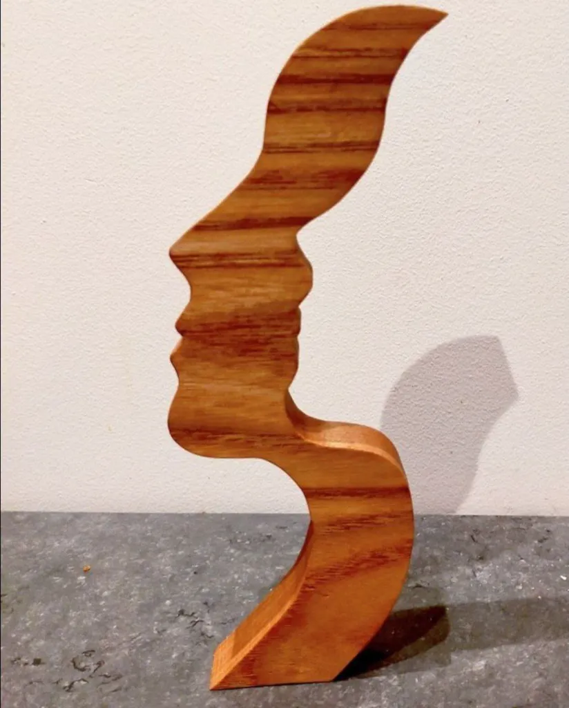 “Silent Profile” – Abstract Wooden Face Sculpture[A107]