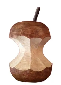 “Time Eaten” – Carved Wooden Apple Sculpture[A113]