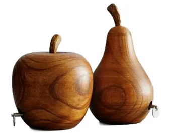 “Harvest Duo” – Wooden Apple & Pear Sculpture Set[A114]