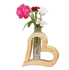 “Blooming Heart” – Wooden Heart Vase Sculpture[A128]