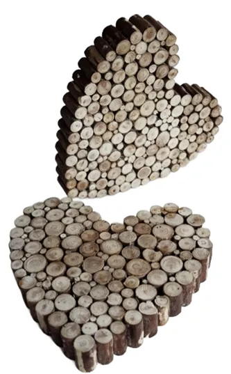 “Rustic Love” – Handcrafted Wooden Log Heart Box [ 1 PEICE ] [A130]