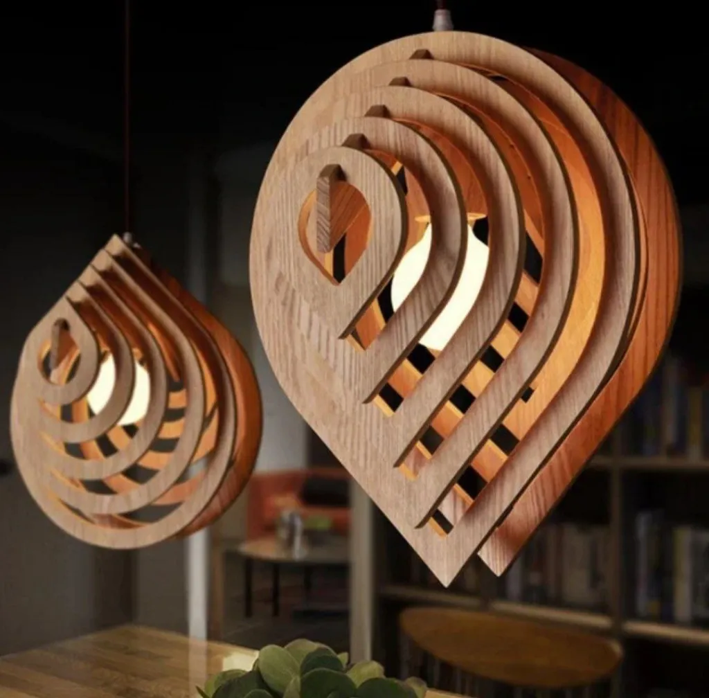 “HeartSpiral” Wooden Hanging Art Lamp[L23]