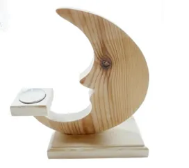 “Moonlight Silence” – Wooden Crescent Face Sculpture[A132]
