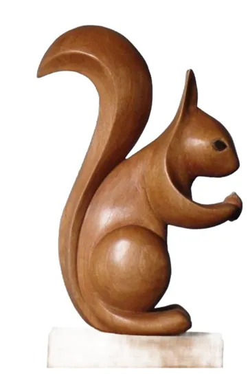 “Curled Grace” – Wooden Squirrel Sculpture[A135]