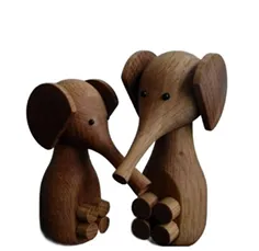 “Together Forever” – Wooden Elephant Couple Sculpture[A137]