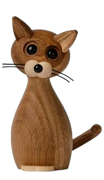 “Gentle Whiskers” – Handcrafted Wooden Cat Sculpture[A140]