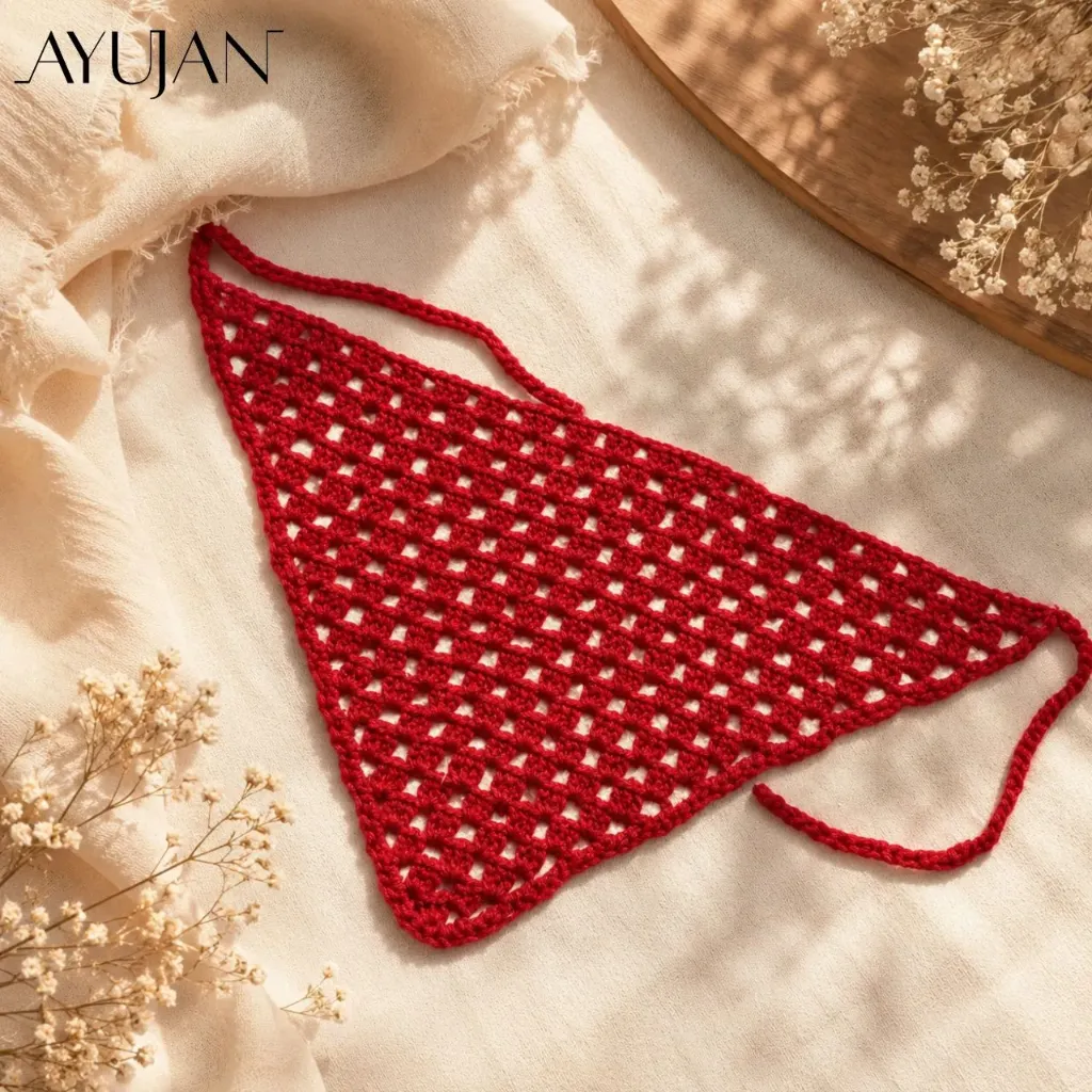 “Scarlet Whisper” Boho Crochet Hair bandana [ CH1 ]