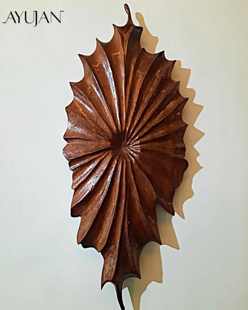 "Leaf Spiral" Rustic Handcrafted Wooden Leaf Wall Art [ W5 ]