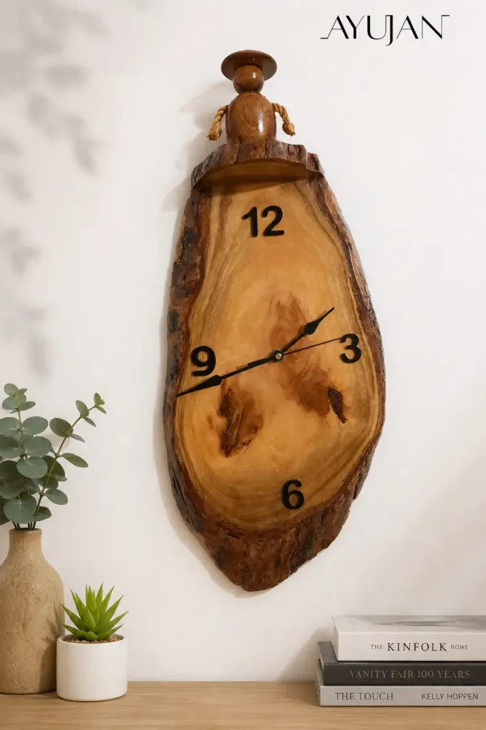 "Bark & Time" Handmade Live Edge Wooden Wall Clock [C41]