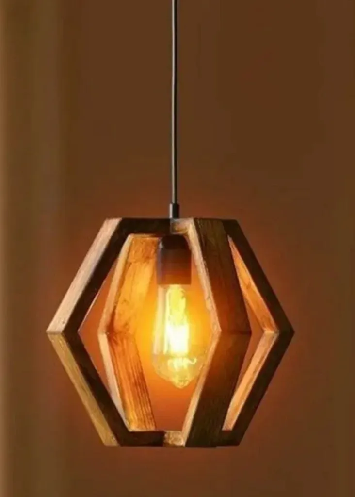 Geometric Wooden Hanging Pendant Light [L4]