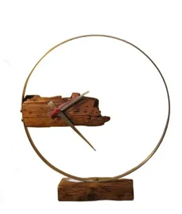 Metal Ring Wooden Table Clock[C20]