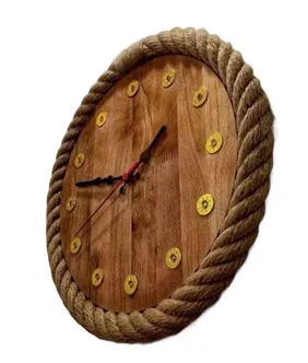 Rope-Bordered Wooden Clock[C28]