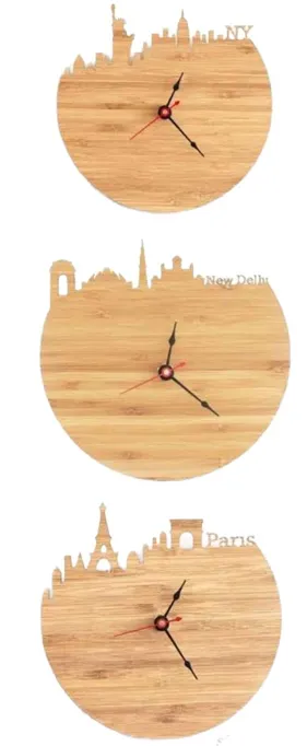 Skyline Silhouette Wood Clocks (Triple Series)[C35]