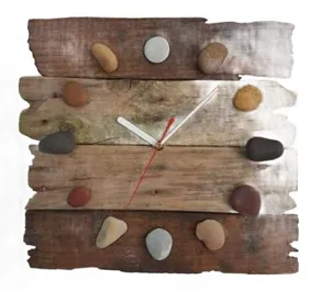 Pebble-Edge Wood Clock[C39]